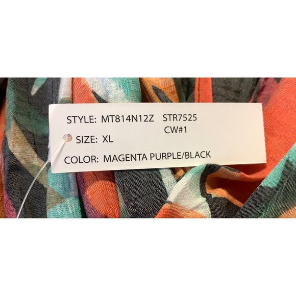 Zac & Rachel Womens XL Extra Large Tropical Peasant Blouse Top 3/4 Sleeve New - Picture 9 of 11